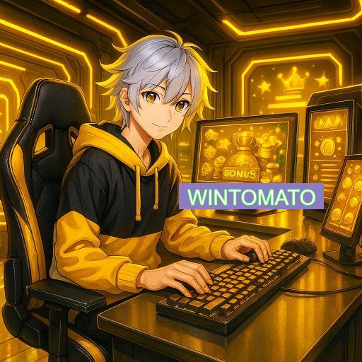 Imagem promocional do app oficial WINTOMATO destacando a conveniência de jogar cassino online pelo celular ou navegador