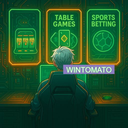 Imagem promocional do app oficial WINTOMATO destacando a conveniência de jogar cassino online pelo celular ou navegador