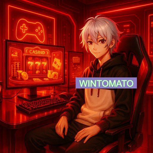 Imagem promocional do app oficial WINTOMATO destacando a conveniência de jogar cassino online pelo celular ou navegador