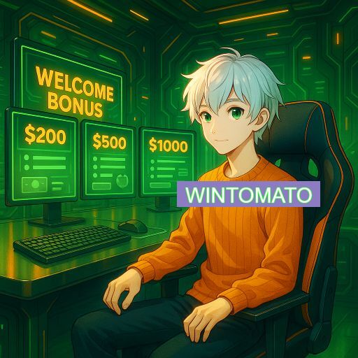 Imagem promocional do app oficial WINTOMATO destacando a conveniência de jogar cassino online pelo celular ou navegador
