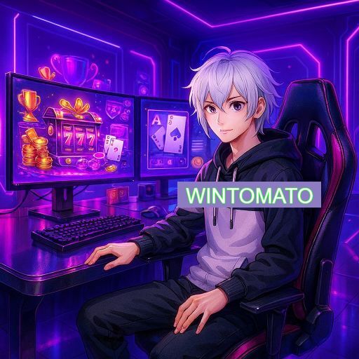 Imagem promocional do app oficial WINTOMATO destacando a conveniência de jogar cassino online pelo celular ou navegador